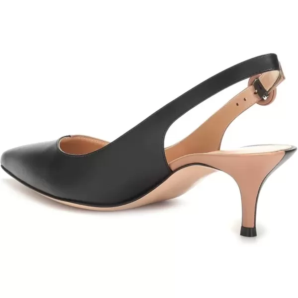 imageFSJ Women Classic Slingback Pumps Low Kitten Mid Heels Sandals Pointy Toe Comfortable Formal Party Shoes Size 415 M USBlack Nude