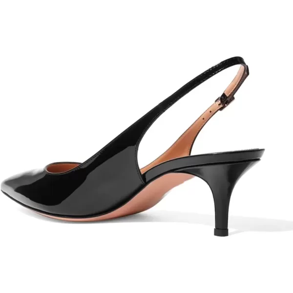 imageFSJ Women Classic Slingback Pumps Low Kitten Mid Heels Sandals Pointy Toe Comfortable Formal Party Shoes Size 415 M USBlack Patent