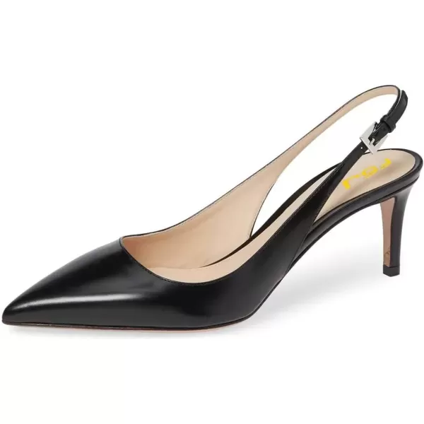 imageFSJ Women Classic Slingback Pumps Low Kitten Mid Heels Sandals Pointy Toe Comfortable Formal Party Shoes Size 415 M USBlackpu