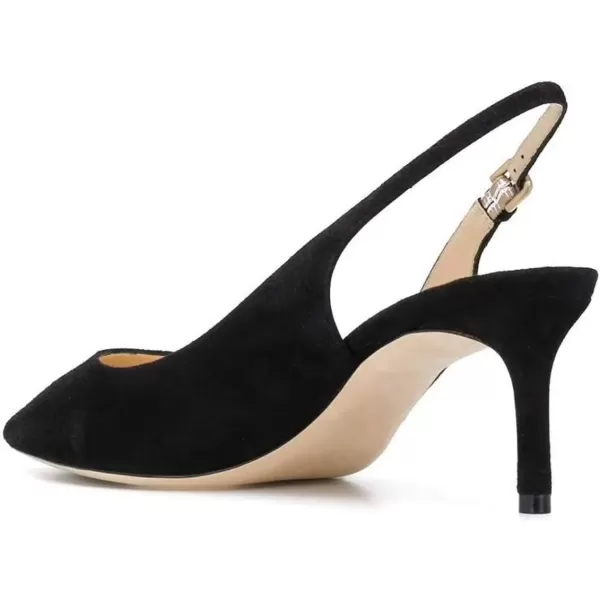 imageFSJ Women Classic Slingback Pumps Low Kitten Mid Heels Sandals Pointy Toe Comfortable Formal Party Shoes Size 415 M USBlacksuede