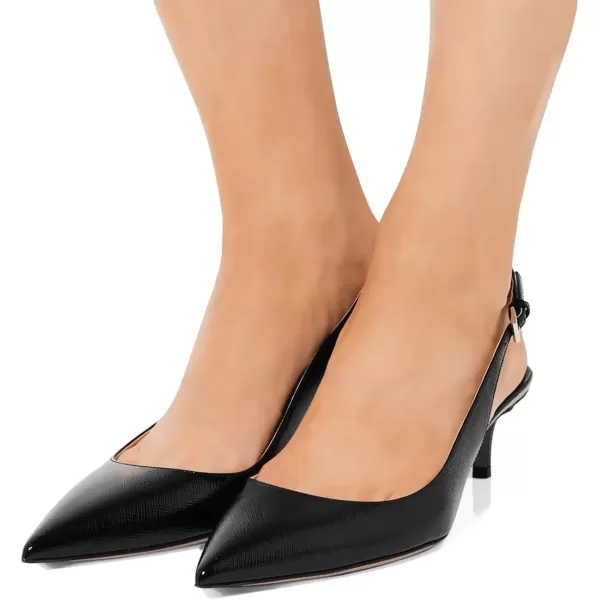 imageFSJ Women Classic Slingback Pumps Low Kitten Mid Heels Sandals Pointy Toe Comfortable Formal Party Shoes Size 415 M USBlacktassel