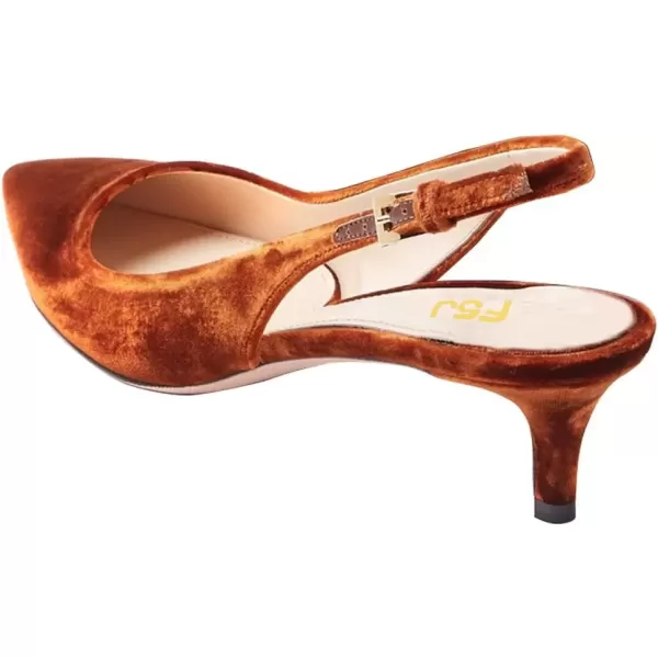 imageFSJ Women Classic Slingback Pumps Low Kitten Mid Heels Sandals Pointy Toe Comfortable Formal Party Shoes Size 415 M USBrown