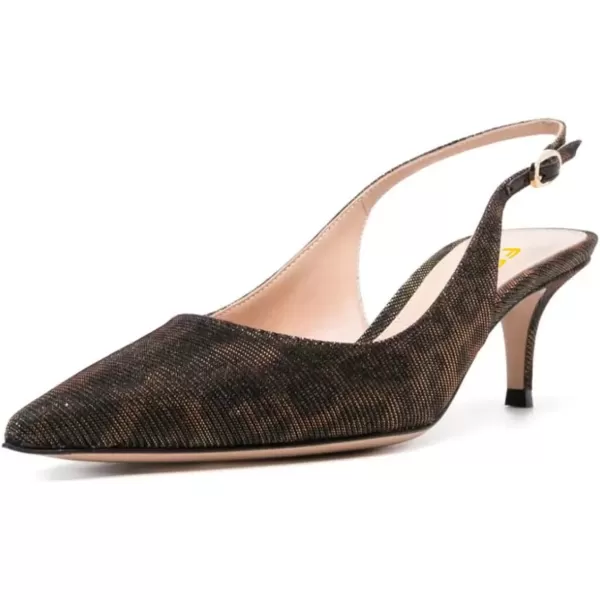 imageFSJ Women Classic Slingback Pumps Low Kitten Mid Heels Sandals Pointy Toe Comfortable Formal Party Shoes Size 415 M USBrown Gold