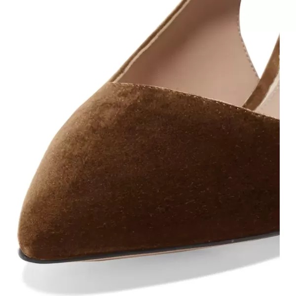 imageFSJ Women Classic Slingback Pumps Low Kitten Mid Heels Sandals Pointy Toe Comfortable Formal Party Shoes Size 415 M USBrownsuede