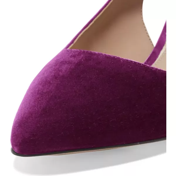 imageFSJ Women Classic Slingback Pumps Low Kitten Mid Heels Sandals Pointy Toe Comfortable Formal Party Shoes Size 415 M USFuchsiasuede