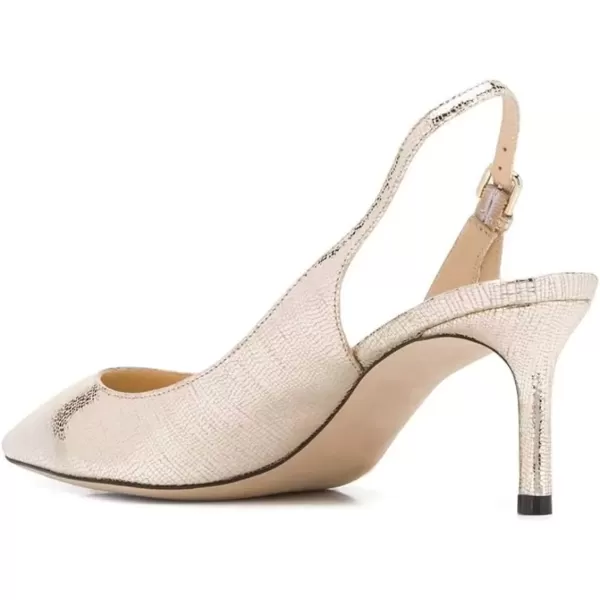 imageFSJ Women Classic Slingback Pumps Low Kitten Mid Heels Sandals Pointy Toe Comfortable Formal Party Shoes Size 415 M USGold