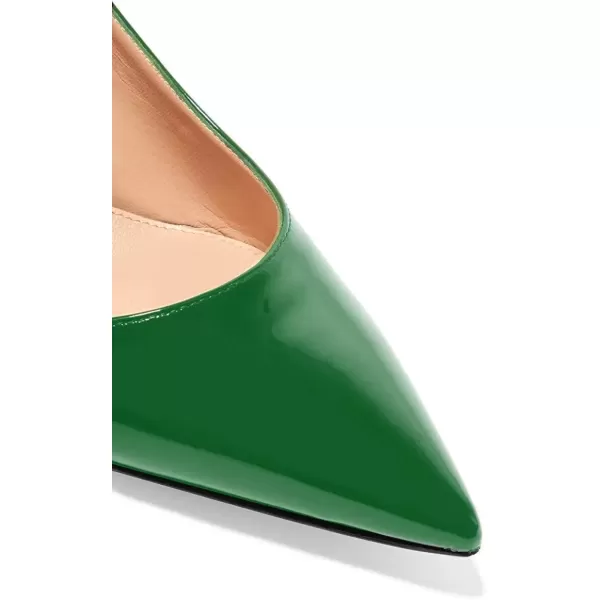 imageFSJ Women Classic Slingback Pumps Low Kitten Mid Heels Sandals Pointy Toe Comfortable Formal Party Shoes Size 415 M USGreen