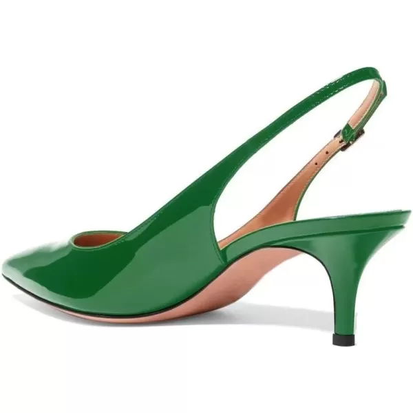 imageFSJ Women Classic Slingback Pumps Low Kitten Mid Heels Sandals Pointy Toe Comfortable Formal Party Shoes Size 415 M USGreen