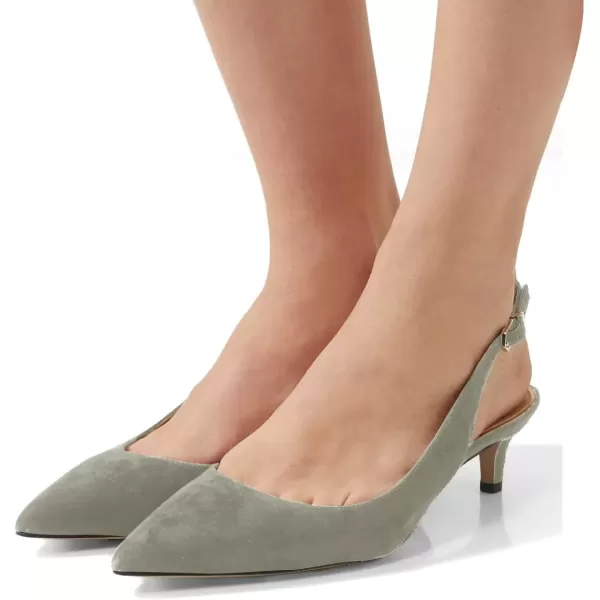 imageFSJ Women Classic Slingback Pumps Low Kitten Mid Heels Sandals Pointy Toe Comfortable Formal Party Shoes Size 415 M USGreysuede