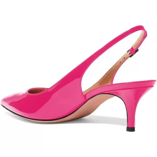 imageFSJ Women Classic Slingback Pumps Low Kitten Mid Heels Sandals Pointy Toe Comfortable Formal Party Shoes Size 415 M USHot Pink