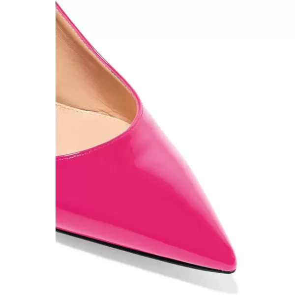 imageFSJ Women Classic Slingback Pumps Low Kitten Mid Heels Sandals Pointy Toe Comfortable Formal Party Shoes Size 415 M USHot Pink