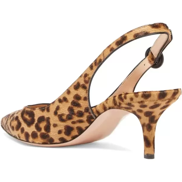 imageFSJ Women Classic Slingback Pumps Low Kitten Mid Heels Sandals Pointy Toe Comfortable Formal Party Shoes Size 415 M USLeopard Suede