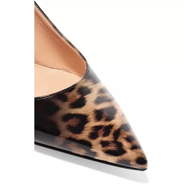 imageFSJ Women Classic Slingback Pumps Low Kitten Mid Heels Sandals Pointy Toe Comfortable Formal Party Shoes Size 415 M USLeopardgradient