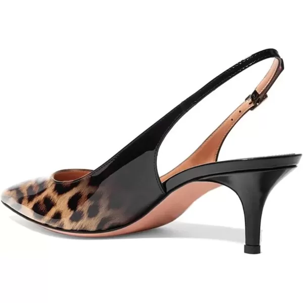 imageFSJ Women Classic Slingback Pumps Low Kitten Mid Heels Sandals Pointy Toe Comfortable Formal Party Shoes Size 415 M USLeopardgradient