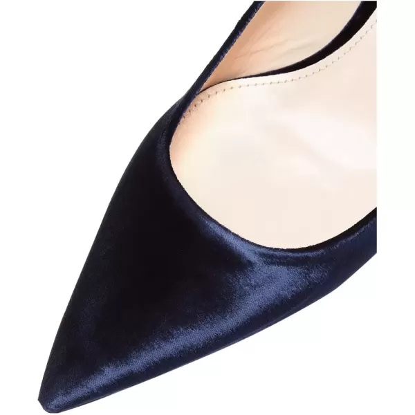 imageFSJ Women Classic Slingback Pumps Low Kitten Mid Heels Sandals Pointy Toe Comfortable Formal Party Shoes Size 415 M USNavy Blue