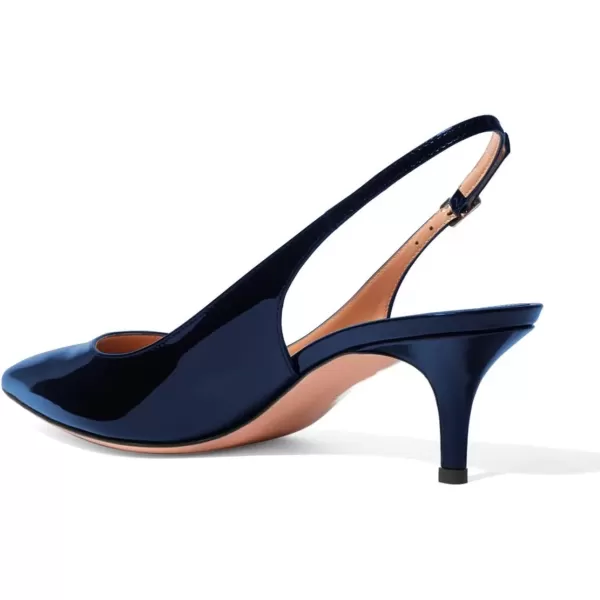 imageFSJ Women Classic Slingback Pumps Low Kitten Mid Heels Sandals Pointy Toe Comfortable Formal Party Shoes Size 415 M USNavy Patent