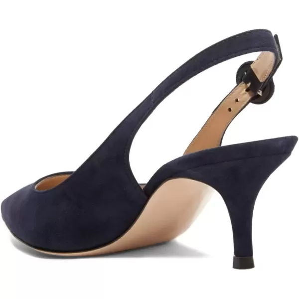 imageFSJ Women Classic Slingback Pumps Low Kitten Mid Heels Sandals Pointy Toe Comfortable Formal Party Shoes Size 415 M USNavy Suede