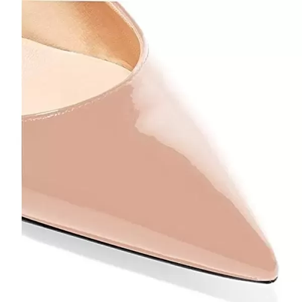 imageFSJ Women Classic Slingback Pumps Low Kitten Mid Heels Sandals Pointy Toe Comfortable Formal Party Shoes Size 415 M USNude