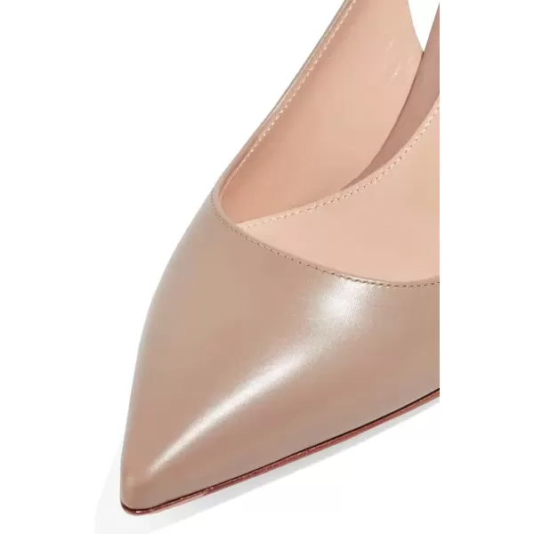 imageFSJ Women Classic Slingback Pumps Low Kitten Mid Heels Sandals Pointy Toe Comfortable Formal Party Shoes Size 415 M USNude Matte