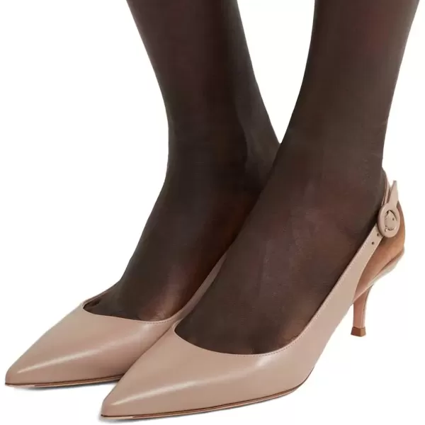 imageFSJ Women Classic Slingback Pumps Low Kitten Mid Heels Sandals Pointy Toe Comfortable Formal Party Shoes Size 415 M USNude Matte