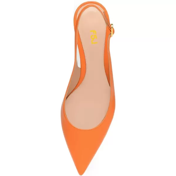 imageFSJ Women Classic Slingback Pumps Low Kitten Mid Heels Sandals Pointy Toe Comfortable Formal Party Shoes Size 415 M USOrange