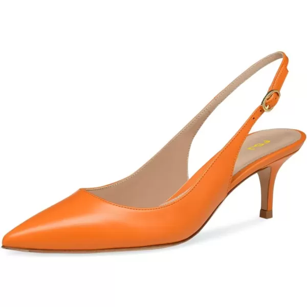 imageFSJ Women Classic Slingback Pumps Low Kitten Mid Heels Sandals Pointy Toe Comfortable Formal Party Shoes Size 415 M USOrange