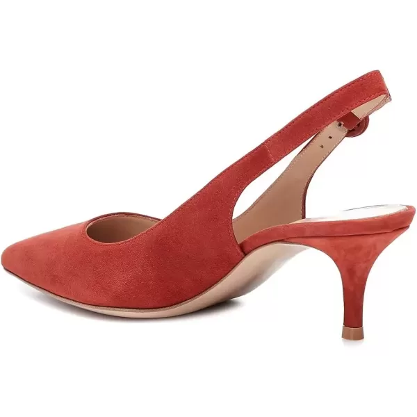 imageFSJ Women Classic Slingback Pumps Low Kitten Mid Heels Sandals Pointy Toe Comfortable Formal Party Shoes Size 415 M USOrange Suede