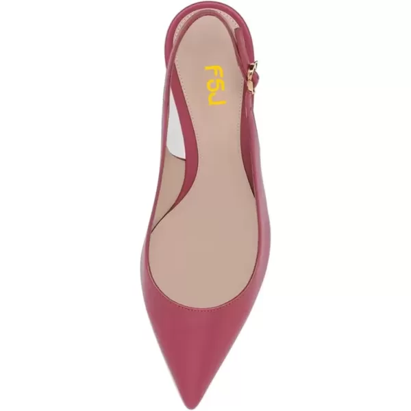 imageFSJ Women Classic Slingback Pumps Low Kitten Mid Heels Sandals Pointy Toe Comfortable Formal Party Shoes Size 415 M USPink