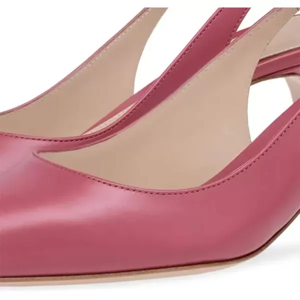 imageFSJ Women Classic Slingback Pumps Low Kitten Mid Heels Sandals Pointy Toe Comfortable Formal Party Shoes Size 415 M USPink