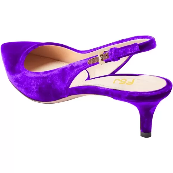 imageFSJ Women Classic Slingback Pumps Low Kitten Mid Heels Sandals Pointy Toe Comfortable Formal Party Shoes Size 415 M USPurple