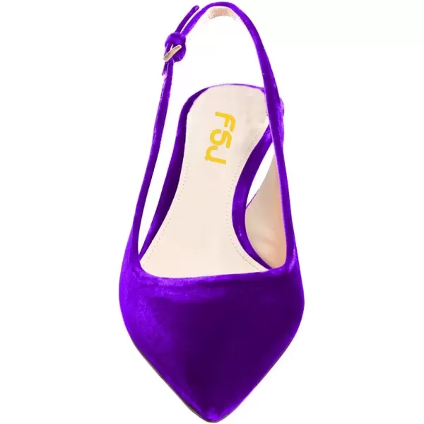 imageFSJ Women Classic Slingback Pumps Low Kitten Mid Heels Sandals Pointy Toe Comfortable Formal Party Shoes Size 415 M USPurple