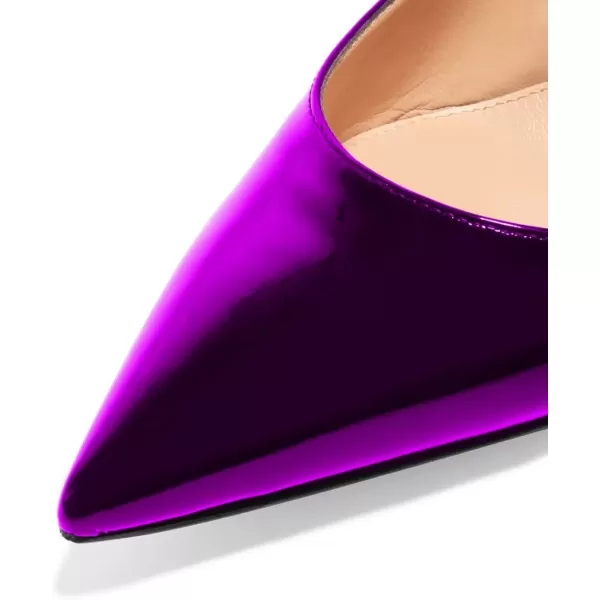 imageFSJ Women Classic Slingback Pumps Low Kitten Mid Heels Sandals Pointy Toe Comfortable Formal Party Shoes Size 415 M USPurple Patent