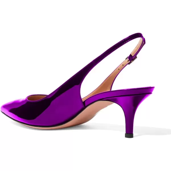 imageFSJ Women Classic Slingback Pumps Low Kitten Mid Heels Sandals Pointy Toe Comfortable Formal Party Shoes Size 415 M USPurple Patent