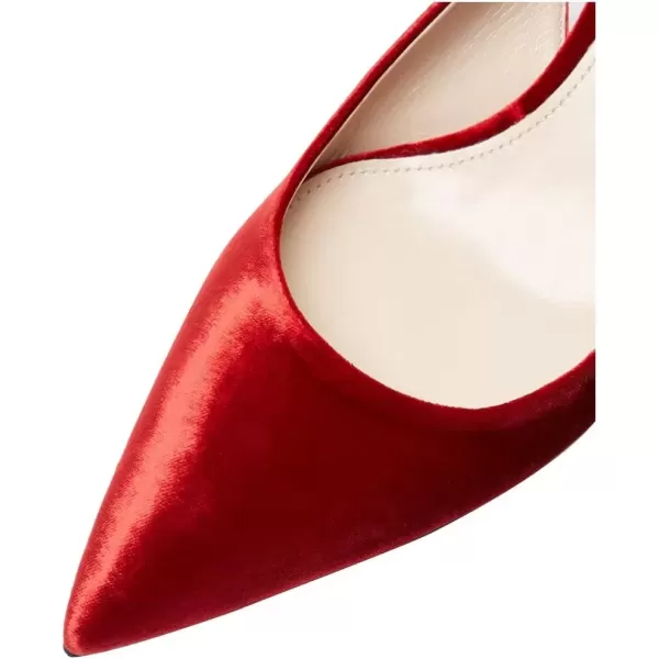 imageFSJ Women Classic Slingback Pumps Low Kitten Mid Heels Sandals Pointy Toe Comfortable Formal Party Shoes Size 415 M USRed