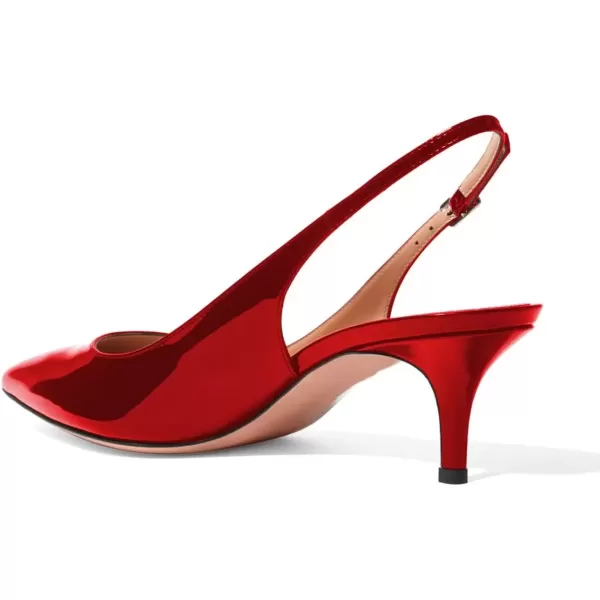 imageFSJ Women Classic Slingback Pumps Low Kitten Mid Heels Sandals Pointy Toe Comfortable Formal Party Shoes Size 415 M USRed Patent