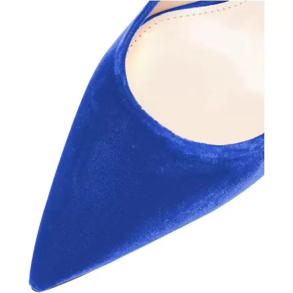 imageFSJ Women Classic Slingback Pumps Low Kitten Mid Heels Sandals Pointy Toe Comfortable Formal Party Shoes Size 415 M USRoyal Blue