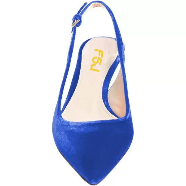 imageFSJ Women Classic Slingback Pumps Low Kitten Mid Heels Sandals Pointy Toe Comfortable Formal Party Shoes Size 415 M USRoyal Blue