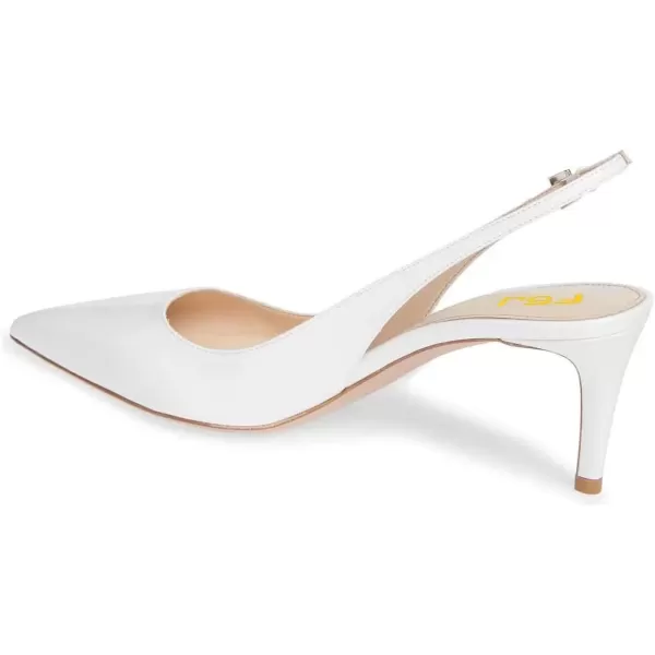 imageFSJ Women Classic Slingback Pumps Low Kitten Mid Heels Sandals Pointy Toe Comfortable Formal Party Shoes Size 415 M USWhite