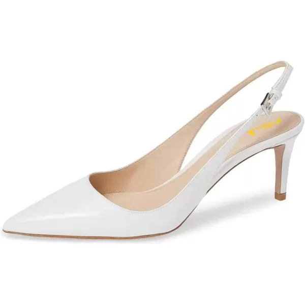 imageFSJ Women Classic Slingback Pumps Low Kitten Mid Heels Sandals Pointy Toe Comfortable Formal Party Shoes Size 415 M USWhite
