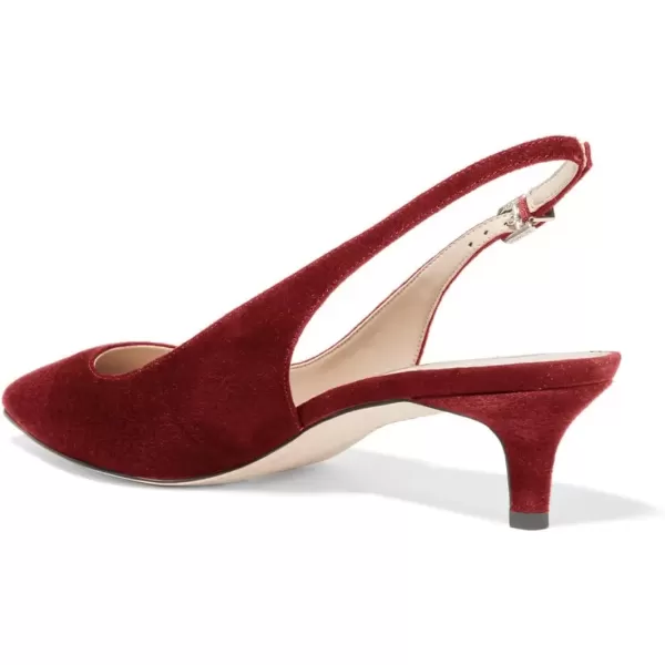 imageFSJ Women Classic Slingback Pumps Low Kitten Mid Heels Sandals Pointy Toe Comfortable Formal Party Shoes Size 415 M USWinesuede