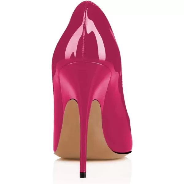 imageFSJ Women Dress Pointed Toe High Heel Pumps Slip on Stilettos Transparent Comfy ShoesFuchsia