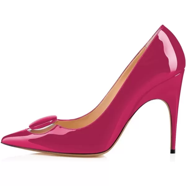 imageFSJ Women Dress Pointed Toe High Heel Pumps Slip on Stilettos Transparent Comfy ShoesFuchsia