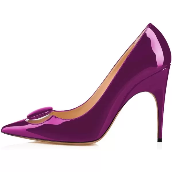 imageFSJ Women Dress Pointed Toe High Heel Pumps Slip on Stilettos Transparent Comfy ShoesPurple