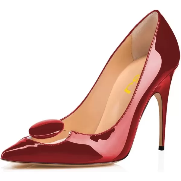 imageFSJ Women Dress Pointed Toe High Heel Pumps Slip on Stilettos Transparent Comfy ShoesRed
