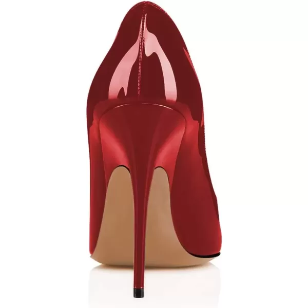 imageFSJ Women Dress Pointed Toe High Heel Pumps Slip on Stilettos Transparent Comfy ShoesRed