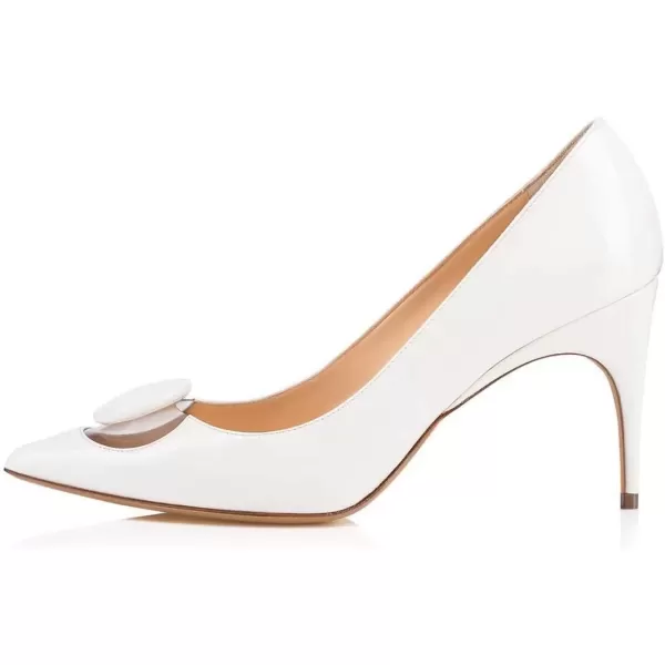 imageFSJ Women Dress Pointed Toe High Heel Pumps Slip on Stilettos Transparent Comfy ShoesWhite