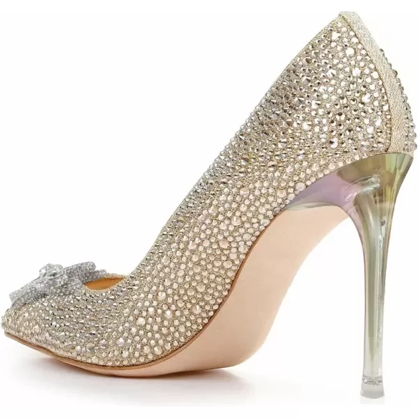 imageFSJ Women Elegant Pointed Toe Stiletto High Heel Wedding Pumps Slip On Crystal Bridal Dress Shoes Size 415 USGold2
