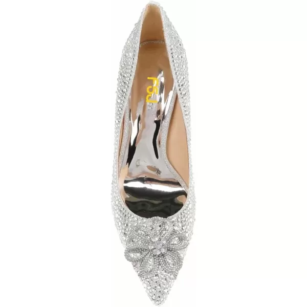 imageFSJ Women Elegant Pointed Toe Stiletto High Heel Wedding Pumps Slip On Crystal Bridal Dress Shoes Size 415 USSilver2