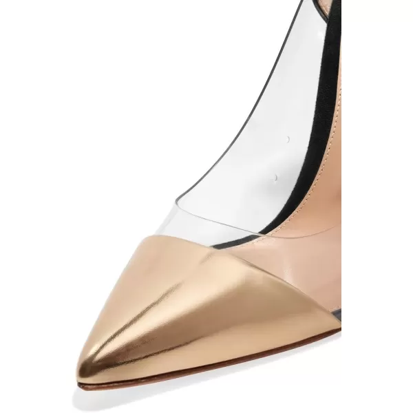 imageFSJ Women Elegant Stiletto Clear Pumps High Heels Slip On Sandals Party Wedding Dress Shoe Size 415 USBlack Gold