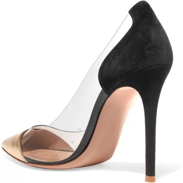 imageFSJ Women Elegant Stiletto Clear Pumps High Heels Slip On Sandals Party Wedding Dress Shoe Size 415 USBlack Gold